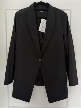 Theory Black Single-Button Longline Blazer